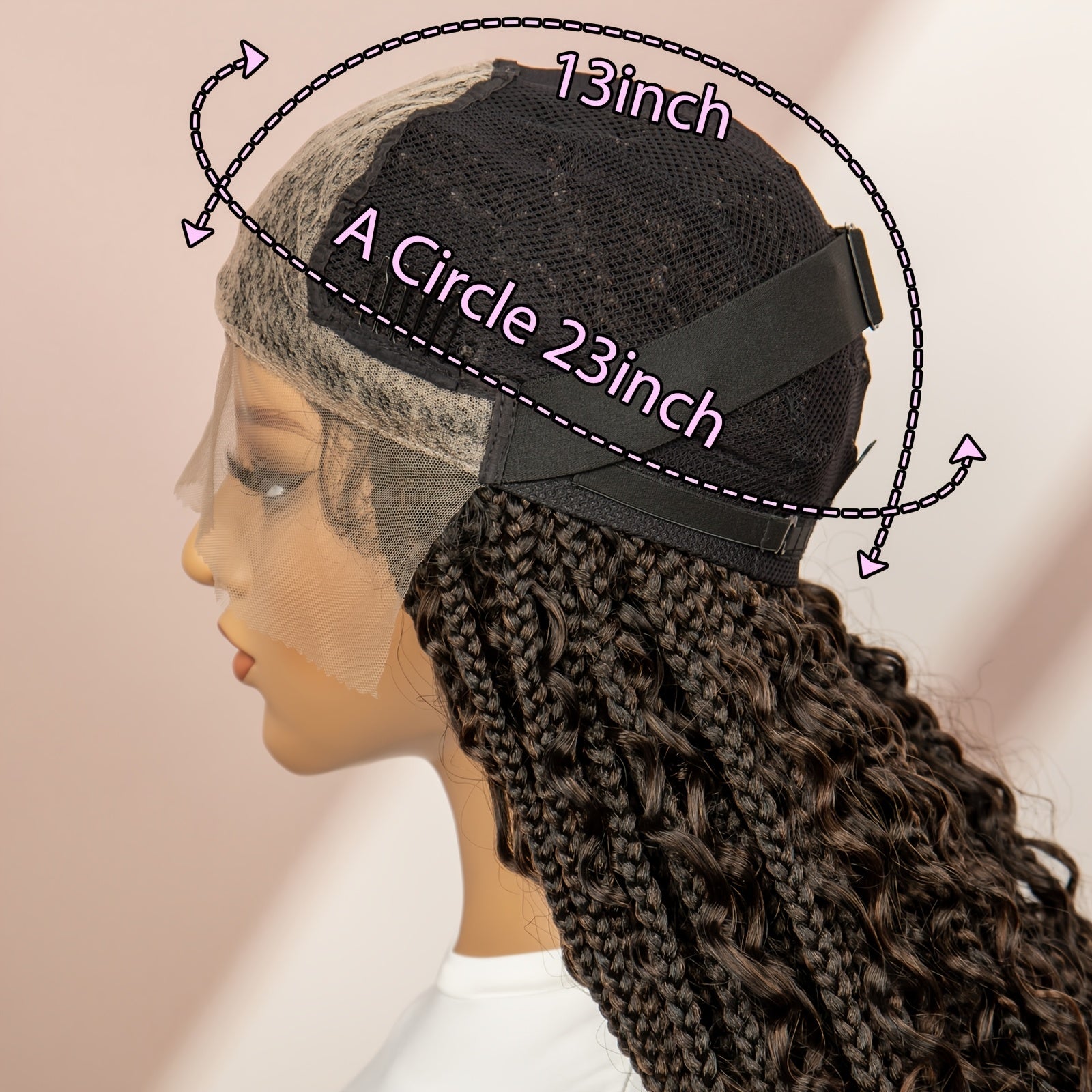 9 * 6 Front Lace Synthetic Fine Braid Braided Butterfly Flower Braid Wig Headband For Daily Wear, Breathable, Comfortable And Fashionable